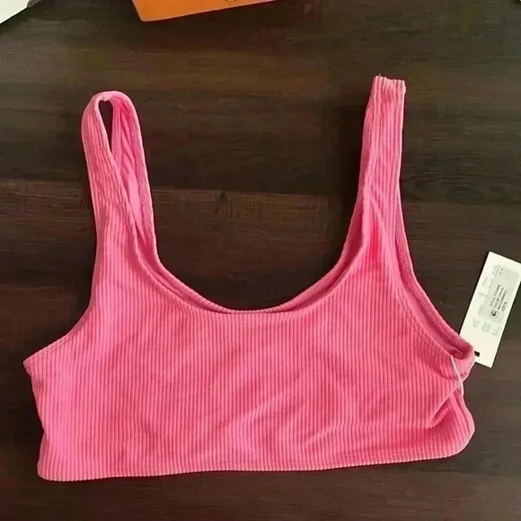 Frankie’s Bikinis Conner Ribbed Bikini Top Pink Medium - Picture 2 of 7
